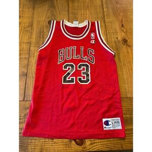 VTG Champion MICHAEL JORDAN Chicago Bulls #23 NBA Jersey Size Youth L  Red